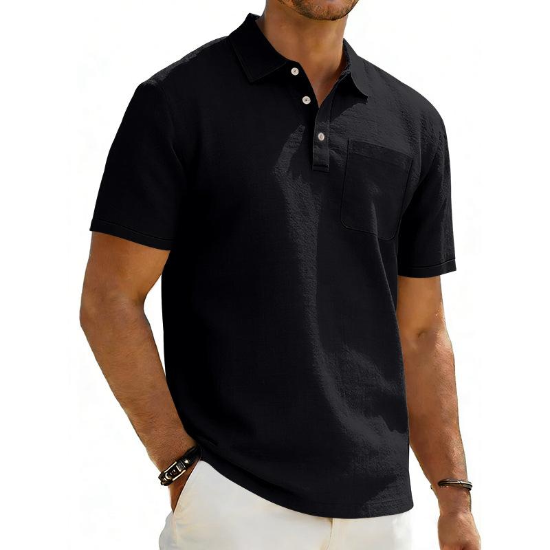 Heren Lapel Poloshirt, Zomer Casual Korte Mouwen Zak T-shirt, Losvallend Top
