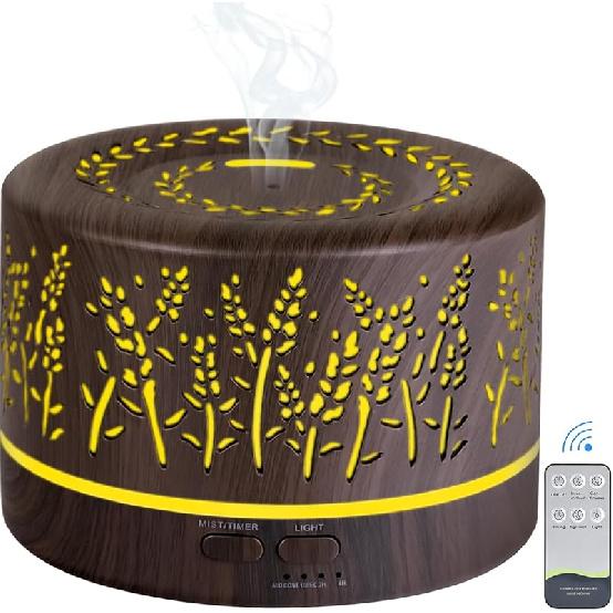 500 мл диффузор эфирных масел, премиальный ароматерапевтический диффузор-увлажнитель с таймером и функцией автоотключения, 7 цветов подсветки, ультразвуковой холодный пар