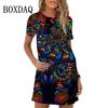 Fashion Owl Print Women Dress Summer Loose Mini Dress 3D Pattern Short Sleeve O-Neck Casual Female Dress