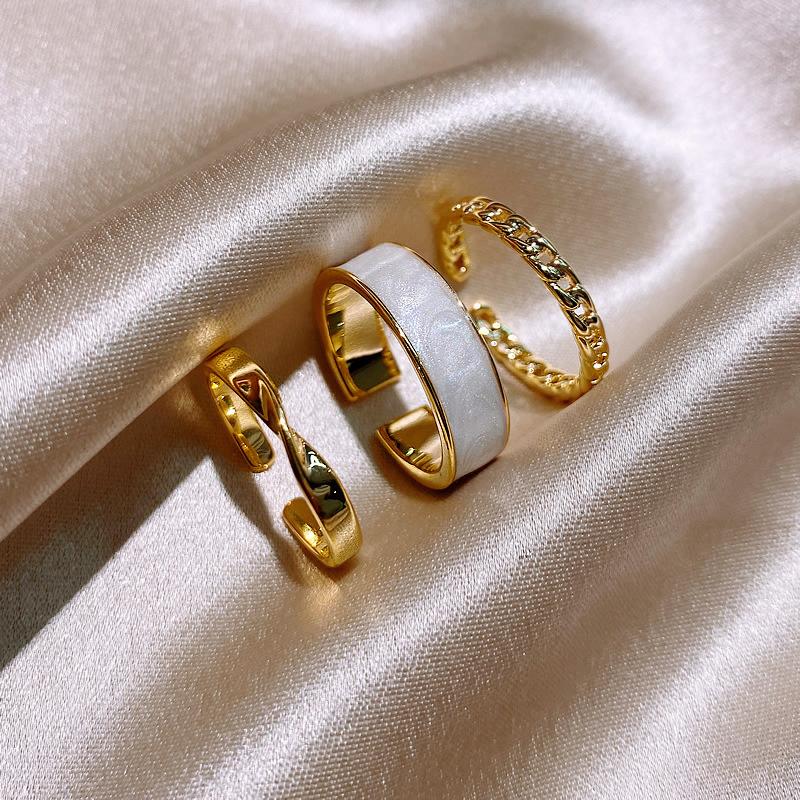 Minimalism Gold Color Round Geometric Finger Rings Set For Women  Classic Circle Open Ring Joint Ring Female Jewelry
