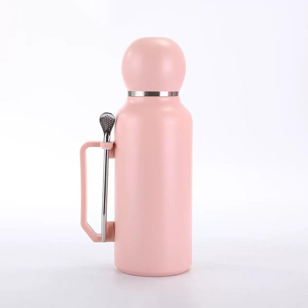 Water Bottle Stainless Steel Football Cup Outdoor Accompanying Sports Kettle Double Layer Thermos Cup with Handle
