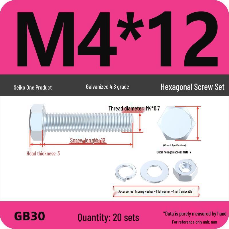 Galvanized Hex Head Bolt & Nut Set - Grade 4.8, Sizes M4 To M30