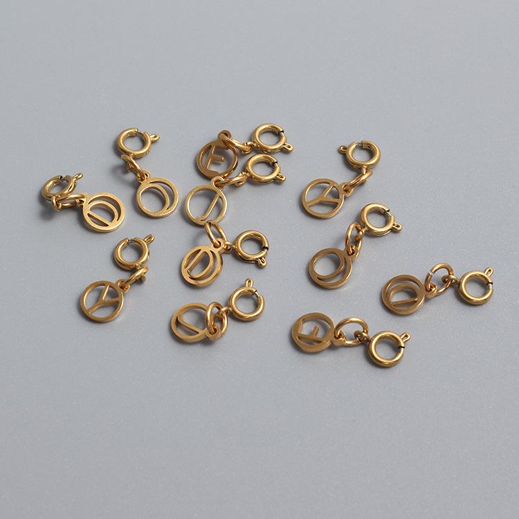 

Stainless Steel Gold Letter Pendant Bracelet with Round Buckle With single loop