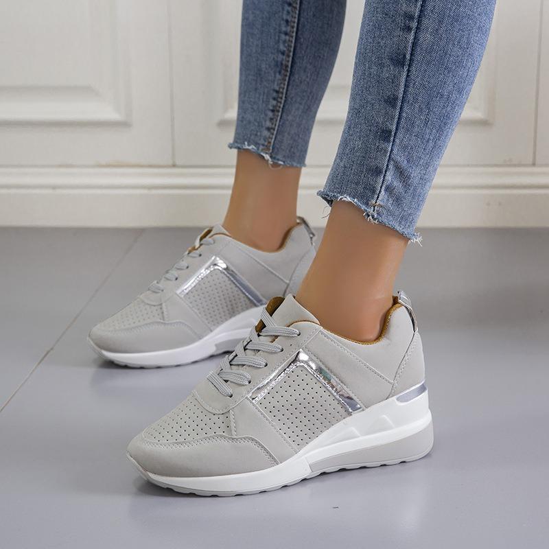 Sports and leisure shoes women's summer new round head wedge shoes large size cross-strap sports shoes