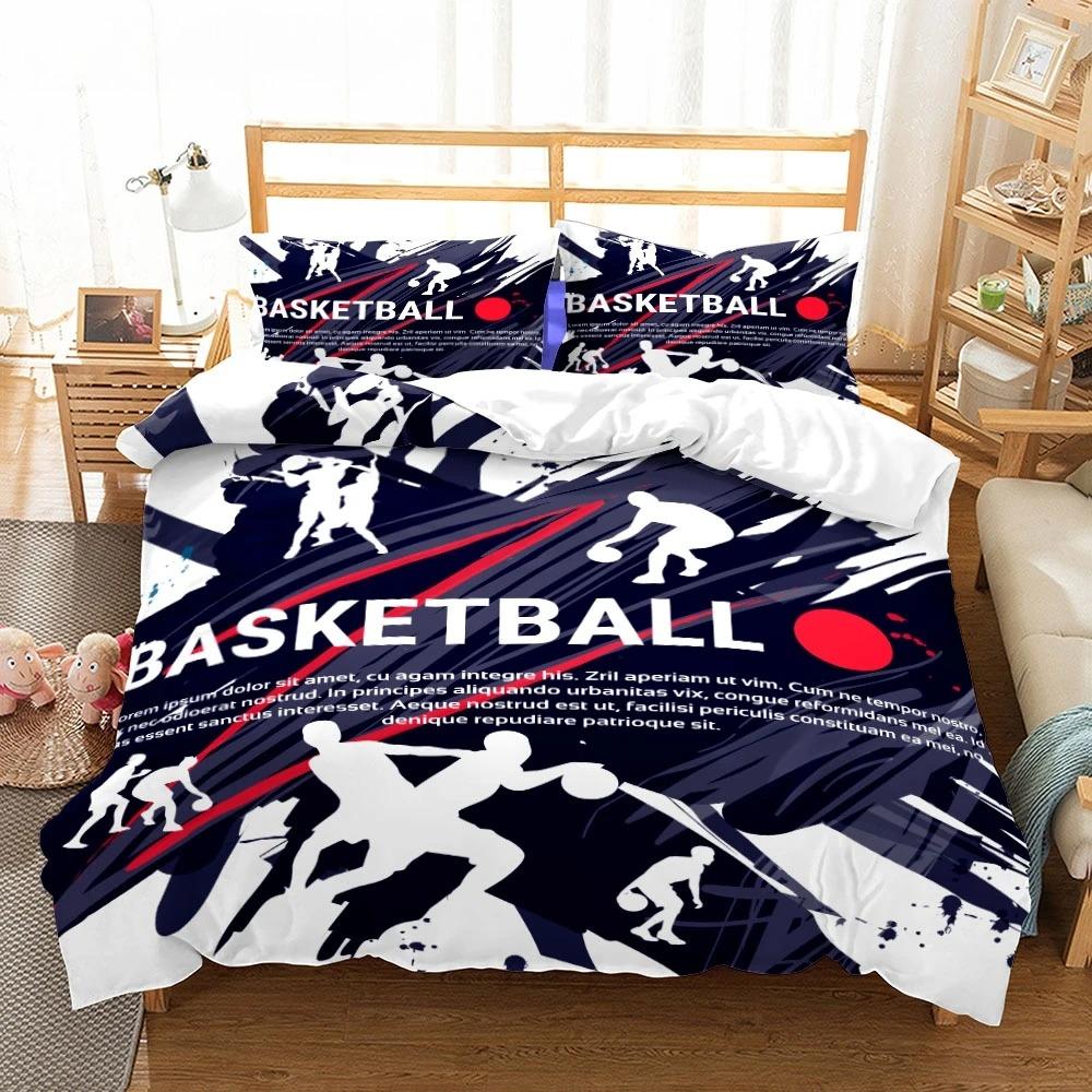 

Basketball 3D Bedding Set Dunk Duvet Cover Pillowcase Double Queen Size Bed Size, Home Bedroom Decoration, Kids Boy Gifts 135x200cm