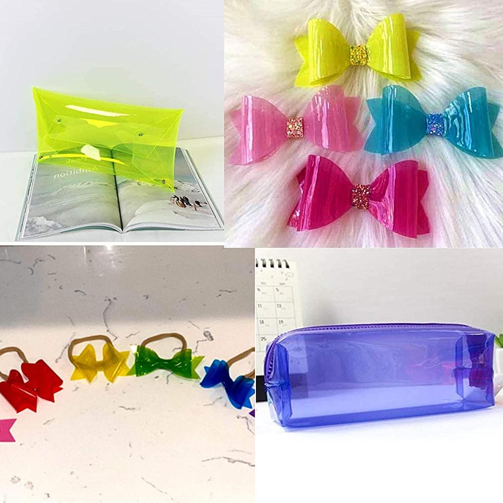 Rouleau 20x120CM Rouge Violet Vert Bleu Orange Transparent PVC Vinyle Tissu Verre Souple Imperméable Pour Sac Matériau de Nœud DIY