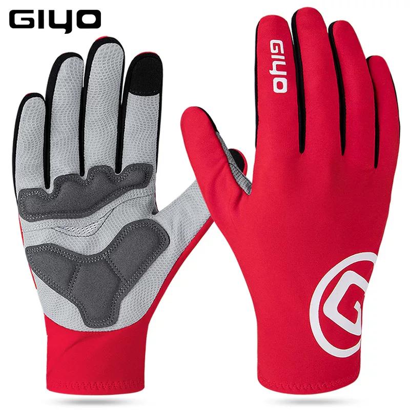 Giyo Windproof Autumn and Winter Warm Road and Mountain Bike Fleece Long Finger Gloves for Men and Women Outdoor Cycling Gear