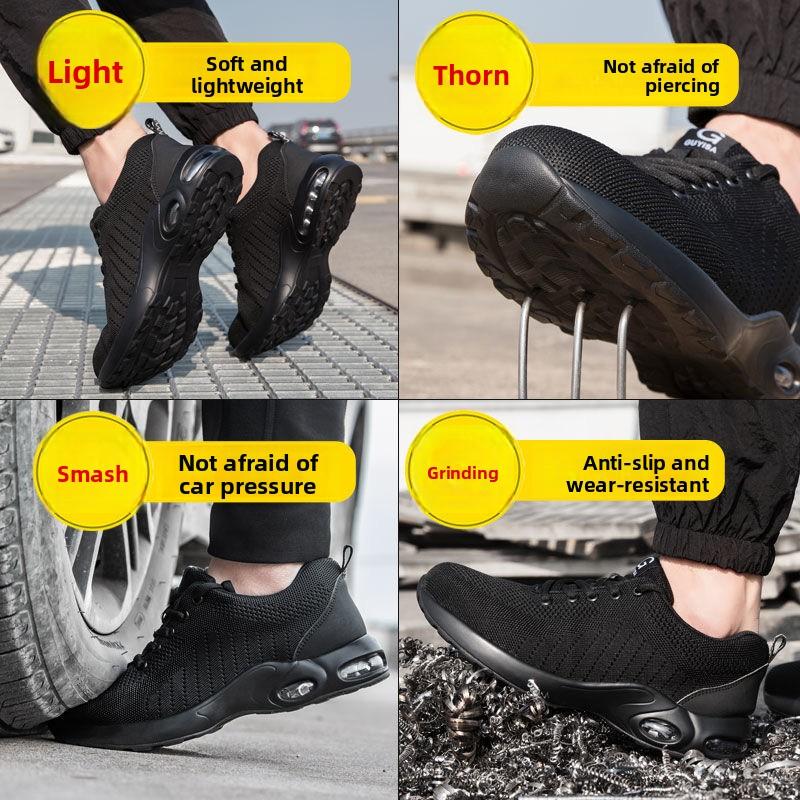Men's Safety Shoes Air Cushion Men's Work Shoes Lightweight Breathable Work Shoes with Protection Steel Toe Shoes Anti-puncture