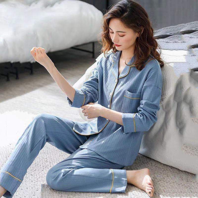 Pure cotton pajamas women's spring and autumn long-sleeved winter large-size pajamas, summer women's suits, loungewear can be worn outside