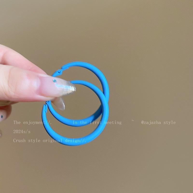Liu Yifei rose with the same colored earrings for women, spring and summer simple vacation style seaside dopamine earrings earrings 925 silver needle