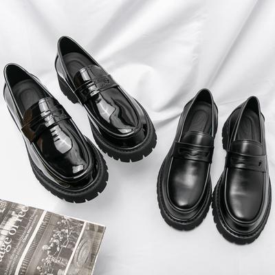 Zapatos de Hombre de Negocios 2025 Primavera Nueva Moda Boca Abierta Riendo Conjunto de Pies Zapatos de Cuero Zapatos Casuales Versátiles de Suela Gruesa