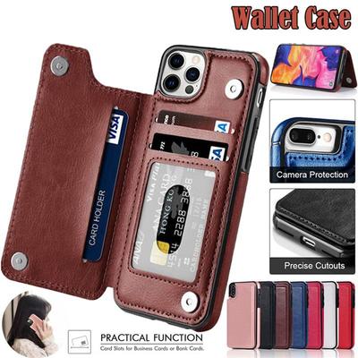 Кожаный чехол-кошелек с откидной крышкой для iPhone 16 15 14 13 12 11 Pro Max 8 7+ XR XSMAX Samsung S25 S24 S23 S22 S21 S20 Plus S23FE A55 A14 A54 A53