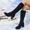 Fashion 2024 New Autumn Trend Comfortable Designer Mid-calf Fashion Boots Woman Middle Heels Knee High Lace Up Boots Shoes for Women