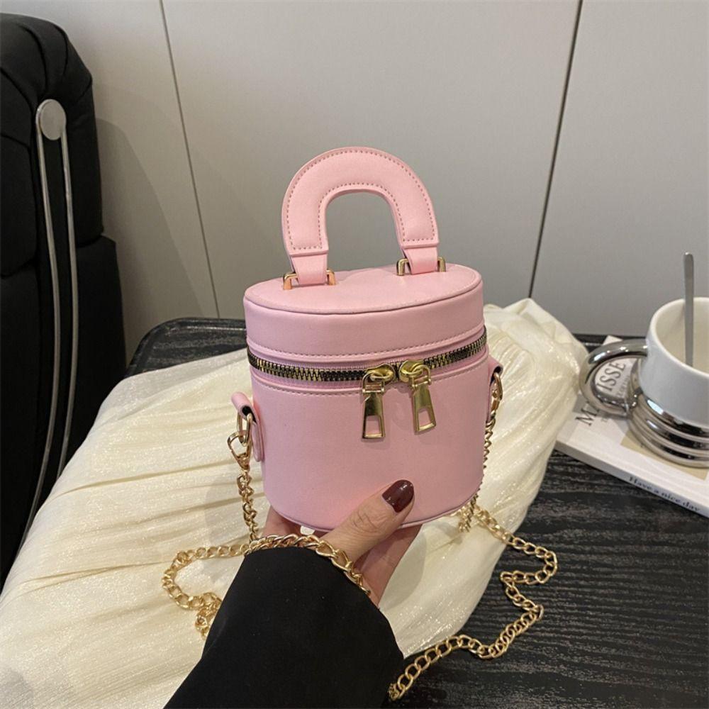 PU Leather Mini Lipstick Bag Minority Design Cylinder Bag Personality Box Crossbody Bag  Girls