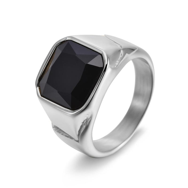 2026 Jewelry Personalized Square Cut Glass Gemstone Men's Ring Fashion Jewelry Ring