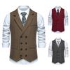 Autumn Men's Herringbone Stitched Satin Inner Vest Business Casual Formal Suit Fake Pocket Vest Double Breasted Suit Vest