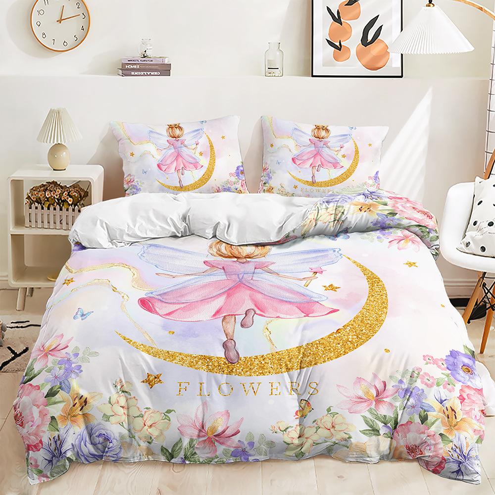 

Three-Piece Ballet Girl Princess Dress Quilt Set Bedding Kit Children S Room 135 * 200 (two-piece set) 90g