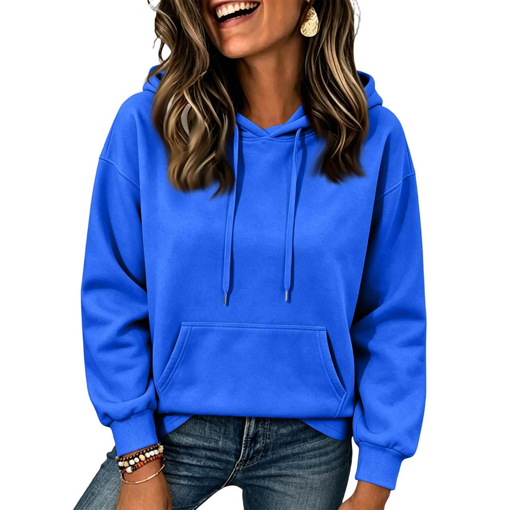 Felpa Casual da Donna Colore Spalle Cadenti Manica Lunga Pullover