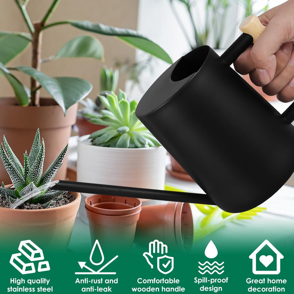 35oz/1L Watering Can Stainless Steel Bottles Kettle with Long Spout Practical Flowers Irrigation Plant Sprinkler Gardening Tools