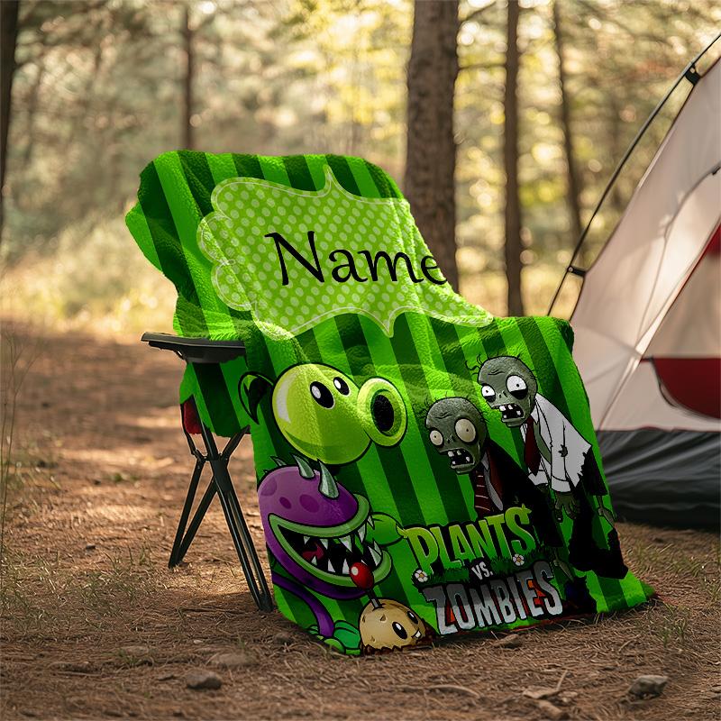 Customizable Plants vs. Zombies Throw Blanket – Personalized Name, All-Season Cozy Snug Blanket, Machine Washable, Personalized Blanket