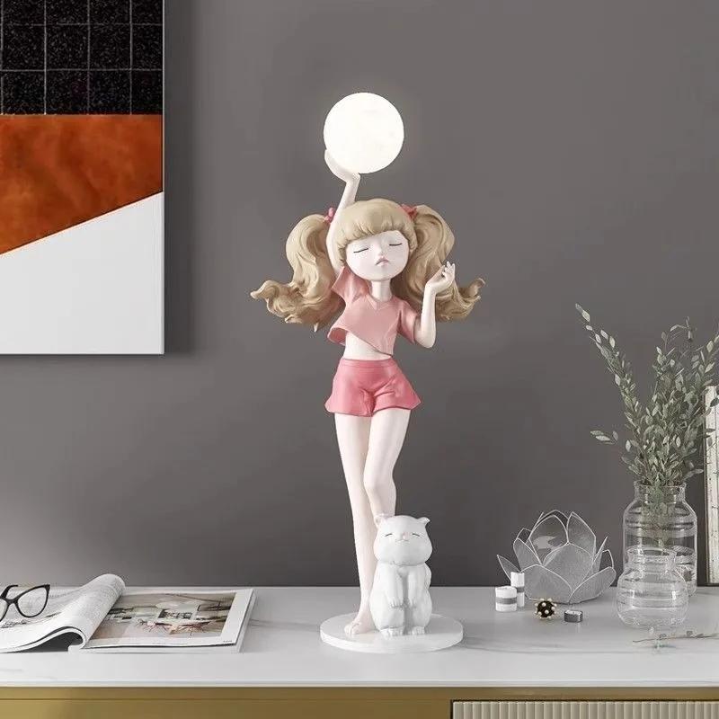 Creative Glowing Figurines Human Animal Theme Mini Statue Resin Material Craft Ornament Indoor Living Bedroom Home Decoration Cr