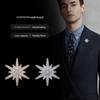 Luxury Six-Pointed Star Brooch for Men, Micro-Paved Zirconia Lapel Pin, Premium High-End Accessory