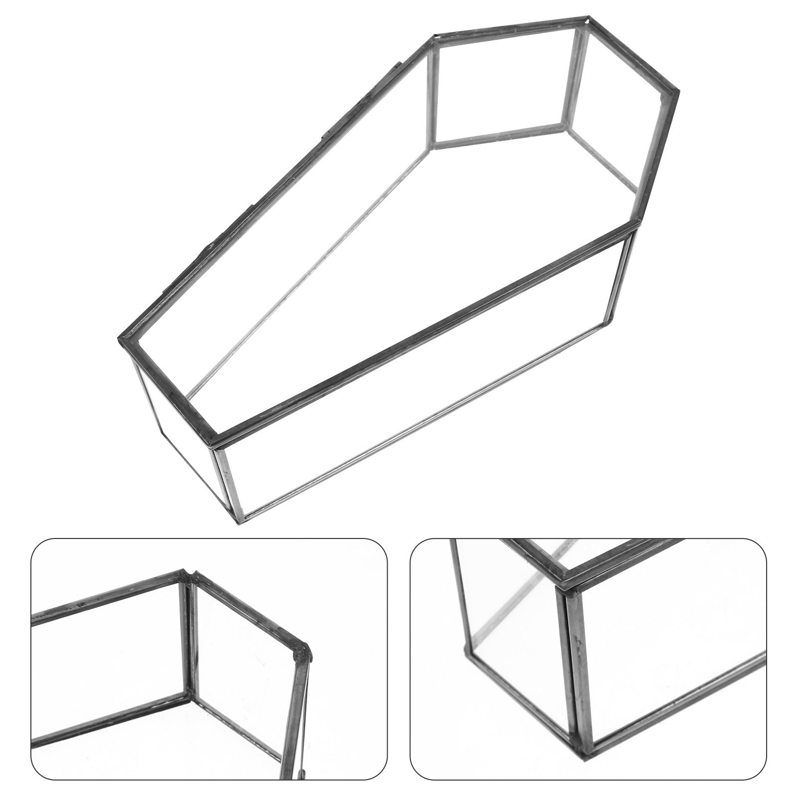 

Black Halloween Glass Coffin Gift Boxes Decorative Display Box Shadow Glass Box Jewelry Storage Case Mini Vampire Treat Holder