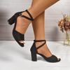 Fashion Women Sandals 2025 New Ankle Strap Heels Women Summer Open Toe Chunky High Heels Shoes for Women Party Dress Sandals Big Size