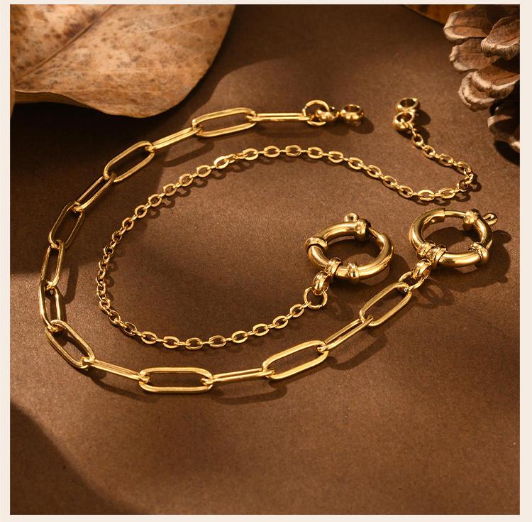 Waterproof Spring Clasps Chain Bracelet For Women, Stainless Steel Paperclip Link Hand Wrist Jewelry Non Tarnish
