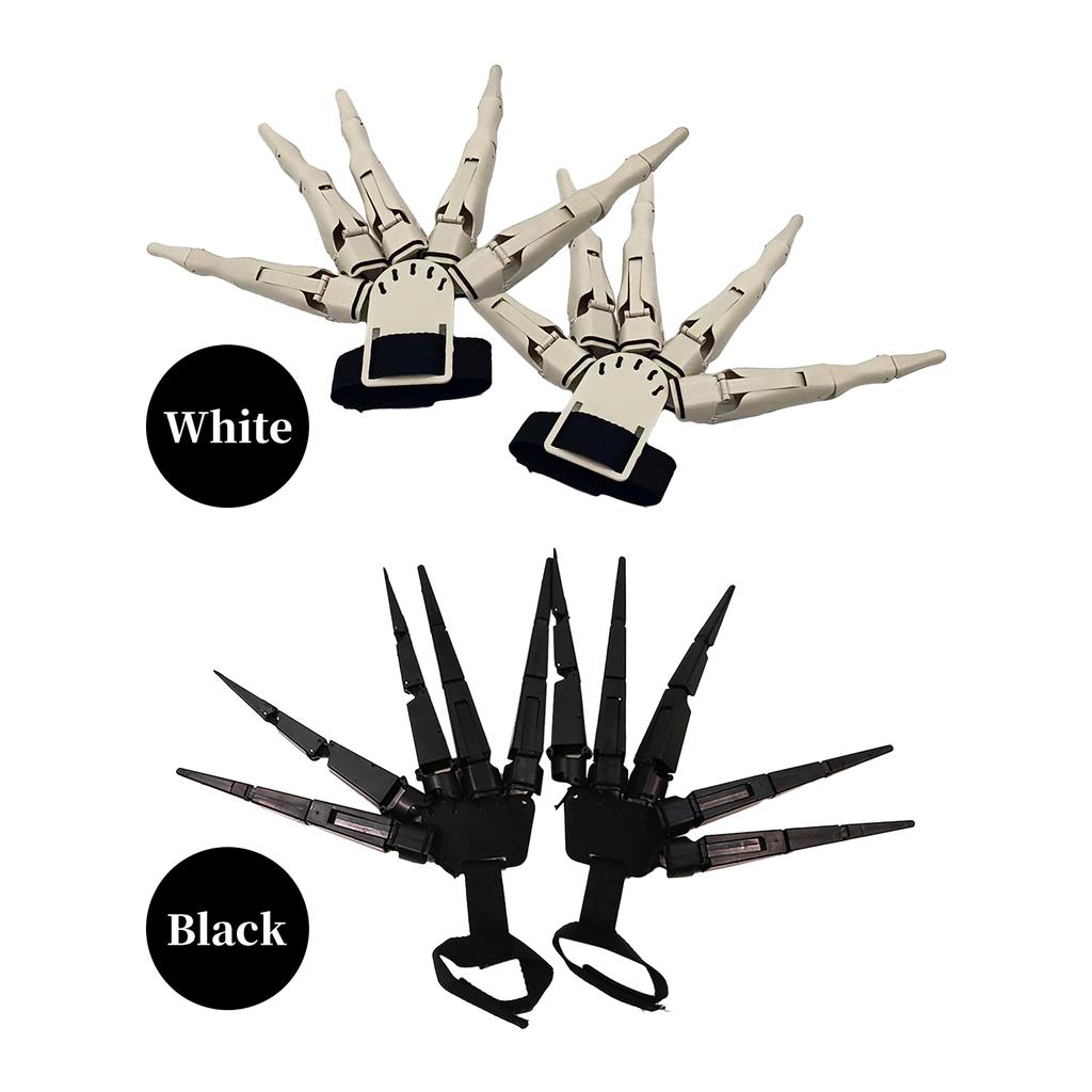 2 Pack Halloween Jointed Fingers Realistic Halloween Skeleton Hands Horror Flexible Joint Fingers