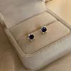 S925 Sterling Silver Plated Blue Pointed Crystal Inlaid Zirconium Stud Earrings for Women Simple and Stylish Personality Graceful Earrings
