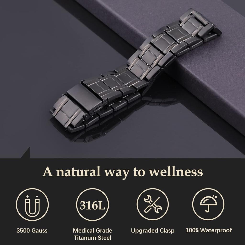 Premium Titanium Steel Bracelets for Men with 3X Ultra Strenth Magnetic Wristband Jewelry Gifts