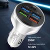 4USB PD 250W Auto Mobile Phone Adapter Type C Fast Charging Cigarette Lighter Adapter 5 In 1 for iPhone Samsung Huawei Xiaomi