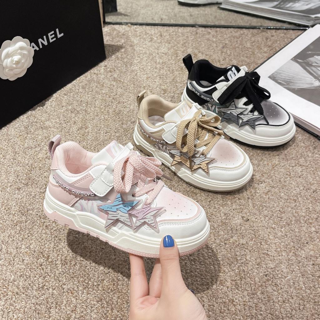 Girls shoes spring 2025 new children's sports shoes soft sole middle and older children's casual board shoes student sports shoes