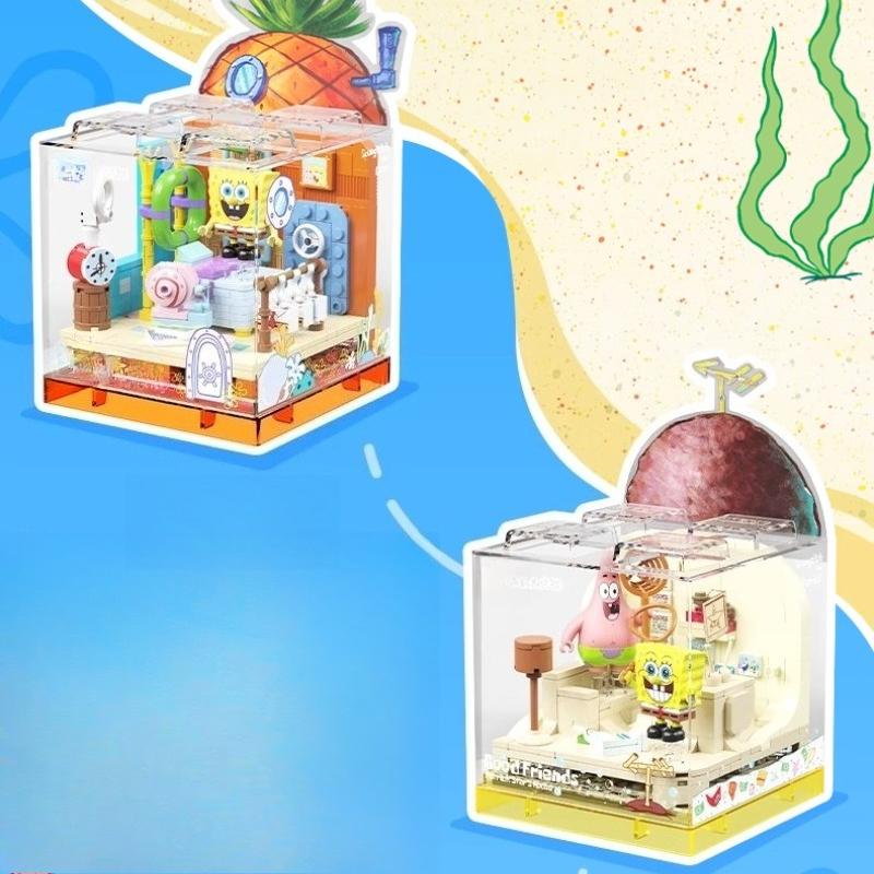 Spongebob Pineapple House Building Blocks Creative Puzzle Handmade Assembled Restaurant Trendy Toy Model Ornament Gift