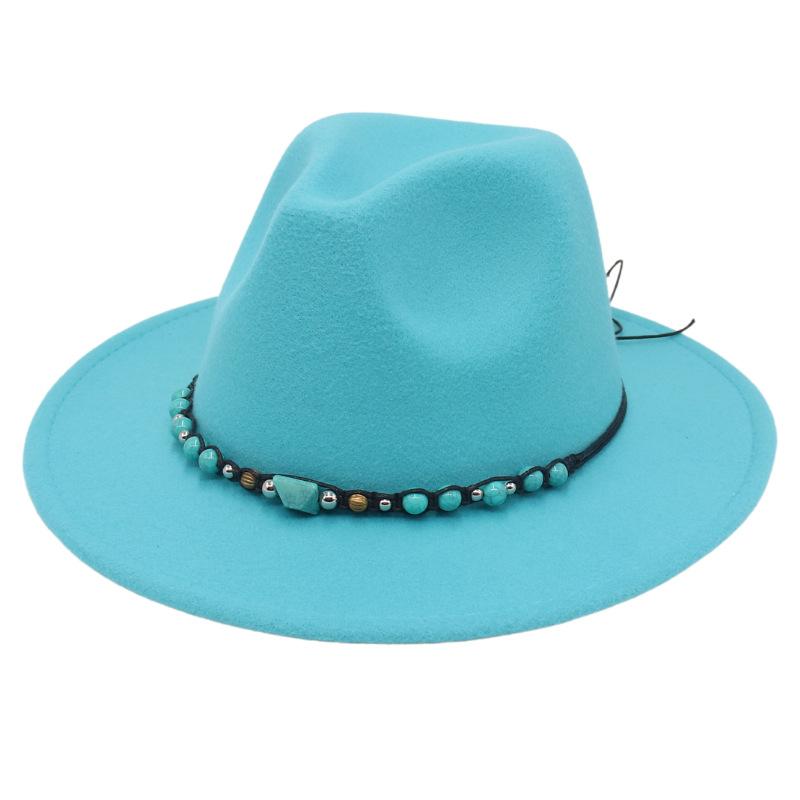 Western Cowboy Top Hat Big Eaves Mountaineering Hat Spring Summer Emerald Felt Hat Ethnic Style Tibetan Hat
