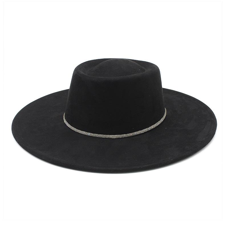 Suede Convex Top Hat Women'S Versatile British Vintage French Felt Hat Panama Eaves