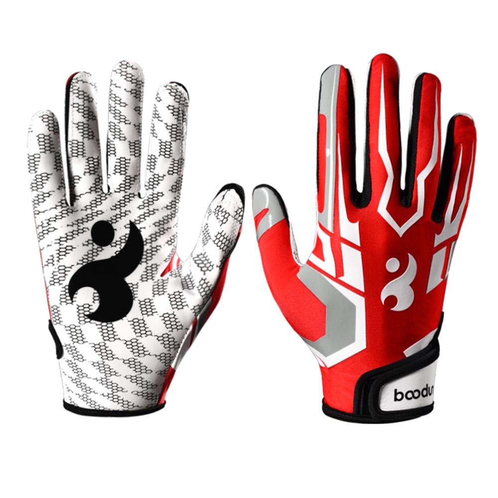 

Football gloves with padding receiving gloves with adhesive padding indoor football gloves rugby and baseball hitting glove 1071 S красный