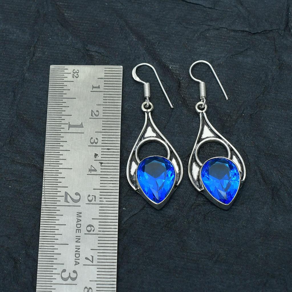 London Blue Topas Edelstein Handgefertigt 925 Sterling Silber Schmuck Ohrring