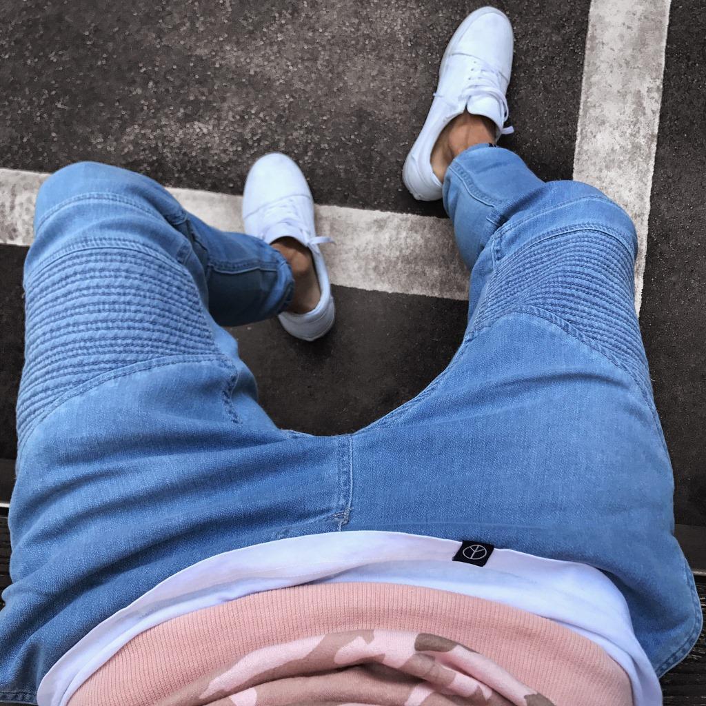 Jeans Men's Fashion Light Blue Tights 