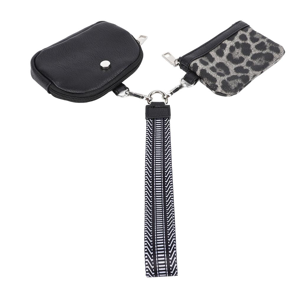 Mini Zip Wristlet Wallet Water Resistant Detachable Fashionable Dual Pouch Coin Purse Keychain for