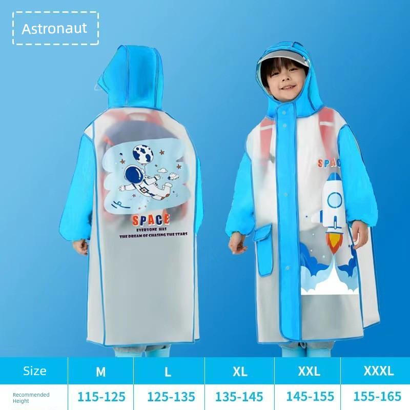 Children's Full-Body Raincoat, Primary School Students' One-Piece Raincoat with Backpack Space, Cartoon Kindergarten Raincoat, Popular Rain Poncho