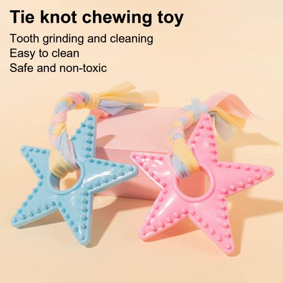 Dog Chew Toy Star Shape Toy with Braided Puppy Teething Cloth Strips Interactive Dog Teeth Cleaning