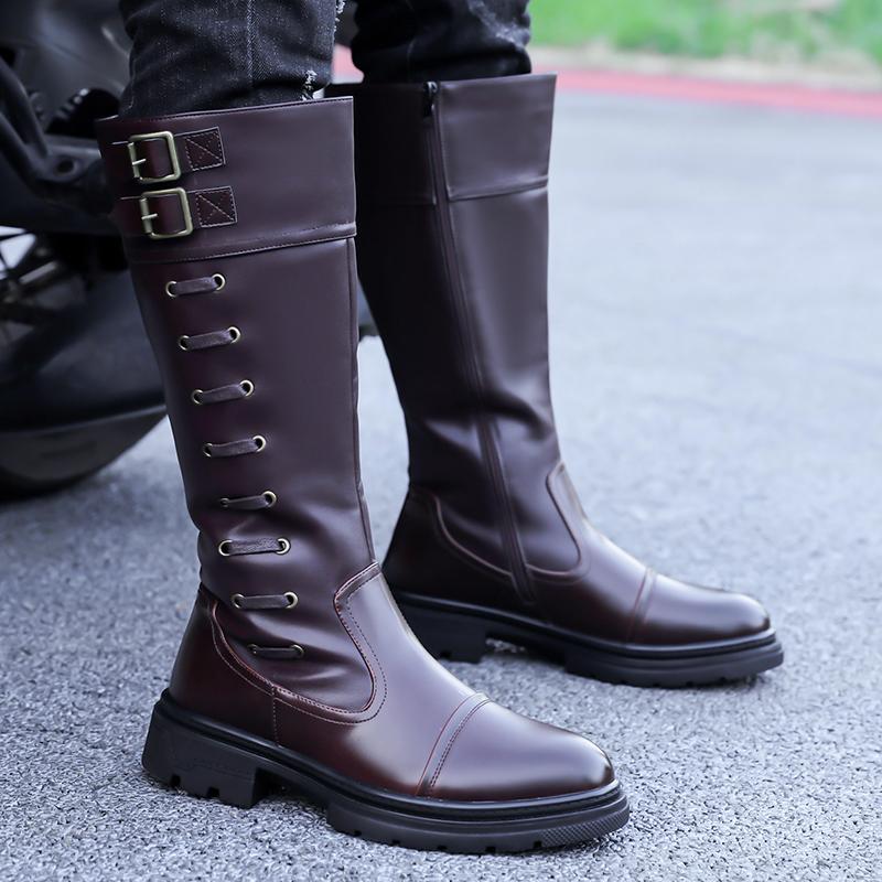 Men’s Motorcycle Boots Western Boots Black Jockey Boots Casual Brown Street Style Cool High Boots Plus Size
