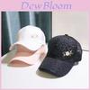 Mini Floral Mesh Baseball Cap With Rhinestones And Wide Brim For Summer Sunshade And Fashion