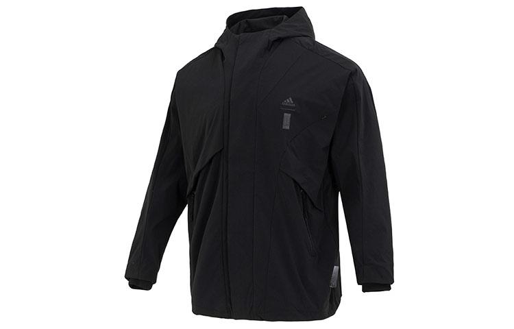 Adidas Wuji Series Wj Warm Wv Jkt Solid Color Logo Label Fleece Lined Hooded Jacket Men s Black IK7681 S