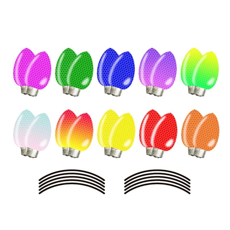 Christmas Reflective Car Magnets Set Snowman Santa Magnets Decoration Bulb Light Magnets Stickers for Home Refrigerator Door