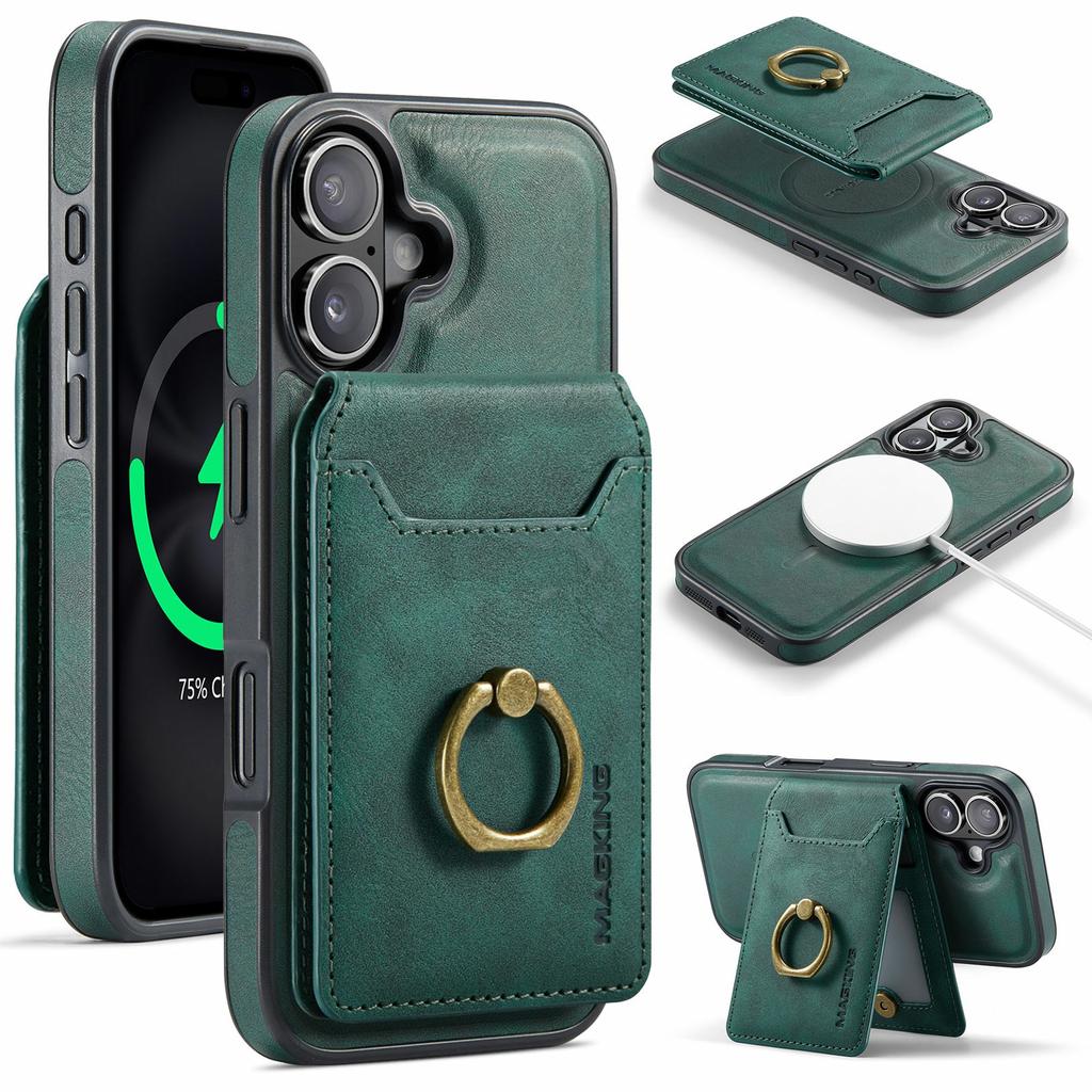 MAGKING K1 Series For iPhone 17 Magnetic Case PC+TPU+PU Phone Cover with Card Holder