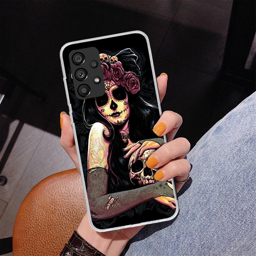 Catrina Beautiful Rose Girl Skull Phone Case For Samsung Galaxy A17 A16 A15 A14 A13 A57 A56 A55 A54 A53 A37 A36 A35 A34 A33 A26