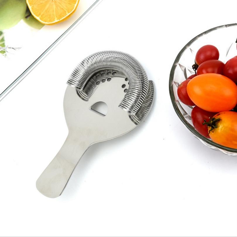 Nerezové sítko na koktejly 304 pro profesionální barmany s pružinou s vysokou hustotou, půlkruhovým ledovým filtrem